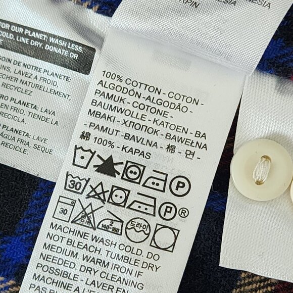 NWT Levi's Plaid Flannel Button Down Shirt Mens L Dark Blue/Orange - Picture 9 of 10